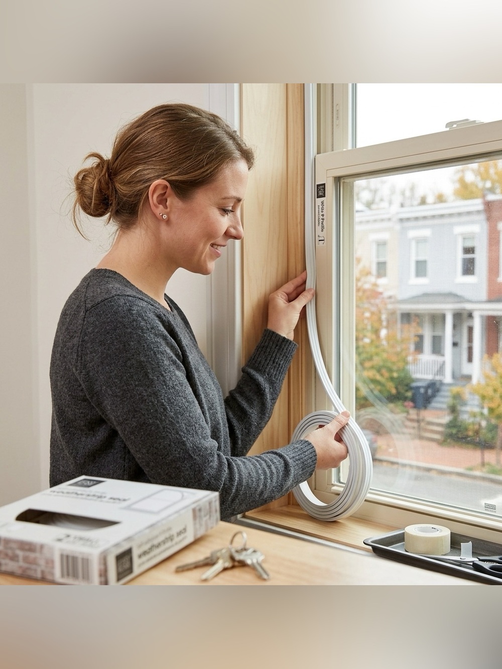 Easy Home Self-Adhesive P-Profile Weatherstrip Seal (White, 394 in)